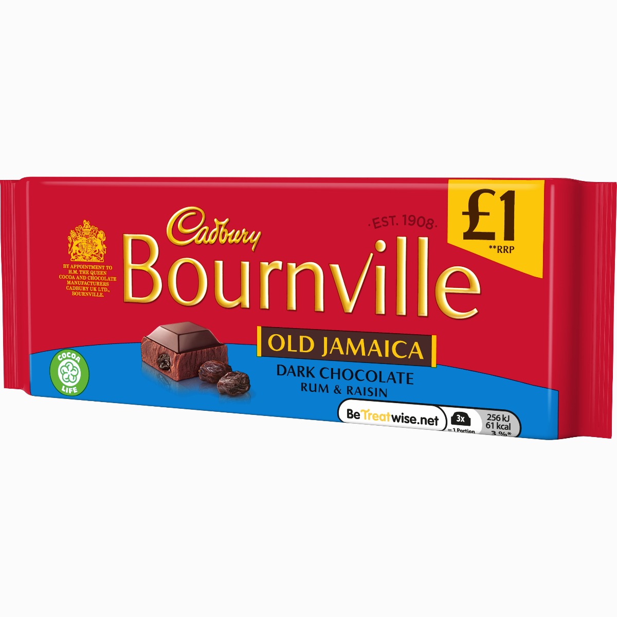 Cadbury Bournville Old Jamaica Rum And Raisin Bar G Chocolate Bars