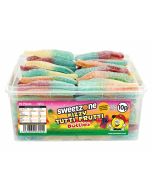 Sweetzone Fizzy Tutti Frutti Bottles in a bulk plastic tub.