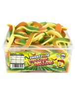 Sweetzone yellow bellies sweets in a bulk plastic tub