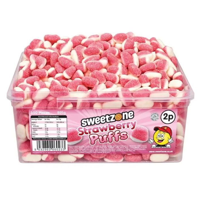 Sweetzone Strawberry Puffs Tub - Retro Sweets - Pick and Mix Sweets ...