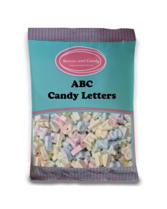 A bulk 1kg bag of colourful hard candy ABC letters.