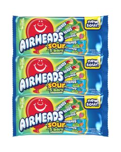 American Sweets - 3 packs of 5 bars of chewy sour Airheads taffy bars