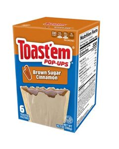 A box of Brown Sugar Cinnamon flavoured Pop Tarts, American sweets imported to the UK