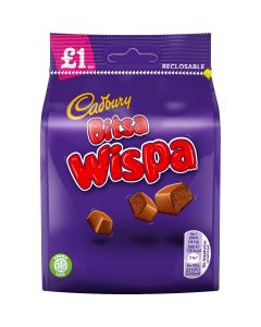 A share size bag of Cadbury Wispa bites, milk chocolate sweets