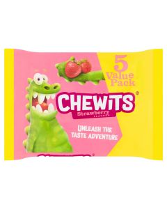 Retro Sweets - A pack of 5 tubes of strawberry flavour Chewits sweets