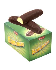 Chocolate bananas in a large box containing 30 large bananas