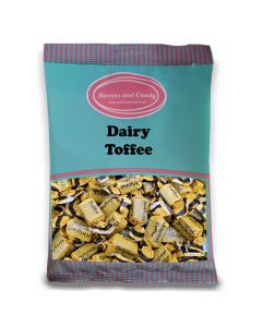 Individually wrapped creamy Vanilla toffees in a bulk 1kg bag.