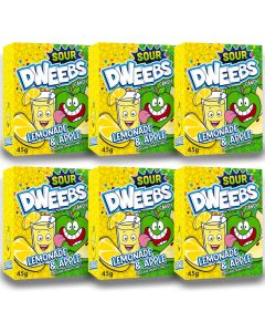 American Sweets - 6 boxes of sour lemonade and apple flavour chewy Dweebs American candy