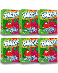 American Sweets - a pack of 6 watermelon and cherry flavour chewy Dweebs American candy