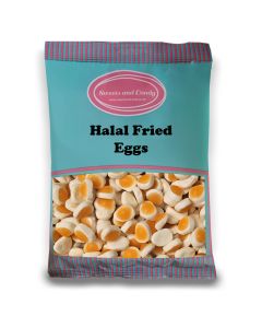 Halal Sweets - 1Kg Bulk bag of Halal Fried Eggs, fruit flavour jelly sweets