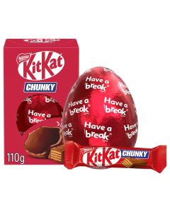 A kit kat chunky easter egg with a hollow chocolate egg and Kit Kat chunky bar