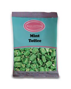 Individually wrapped mint flavour toffees in a bulk 1kg bag