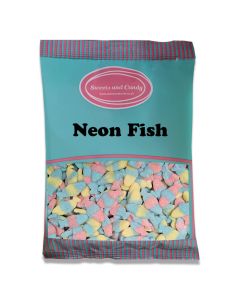 Neon Fish 1kg - bulk 1kg bag of brightly coloured fizzy sweets shaped like fish