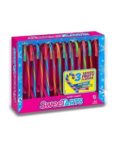 A box of 12 brightly coloured tangy fruit flavour candy canes!