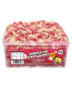 Sweetzone Fizzy Cherry Cola Bottles in a bulk plastic tub