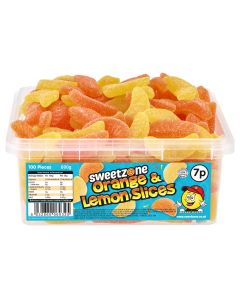 Sweetzone Orange and Lemon Slices in a bulk plastic tub