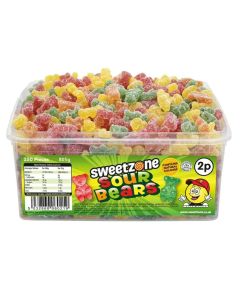 Sweetzone Sour Bears sweets in a bulk plastic tub