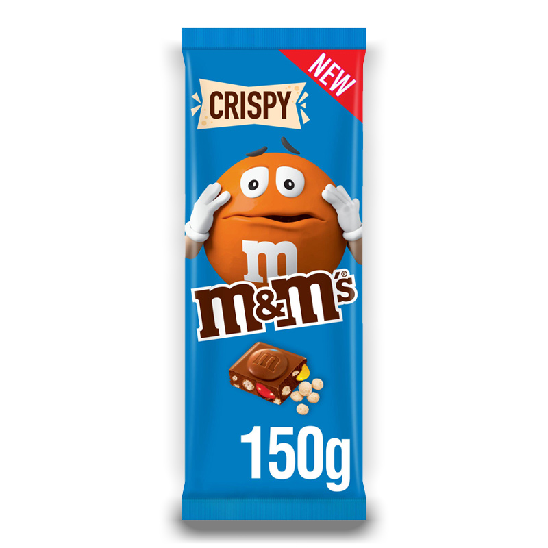 M&Ms Crispy Block 34G Standard Single Bar, Chocolate, 24 count