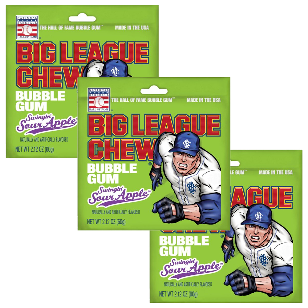  Big League Chew 2.12 OZ - 3 Pack (Swingin' Sour Apple