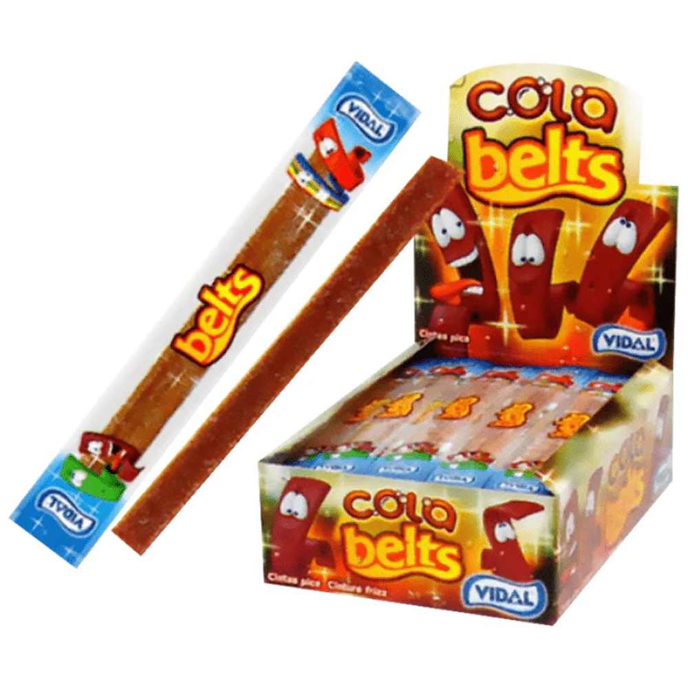 Vidal Sour Cola Belts - Full Case of 150 - Retro Sweets - Fizzy Belts ...