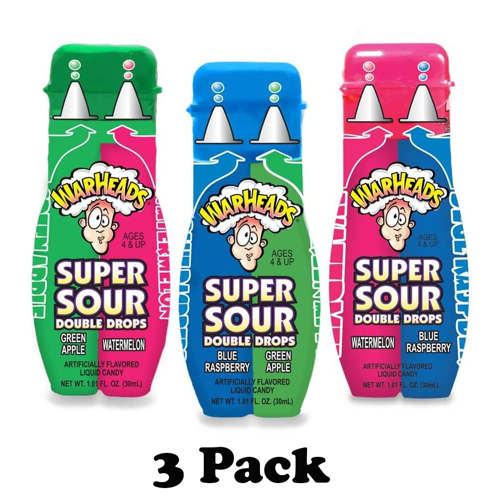 Warheads Double Drops Liquid Candy 3 Pack American Sweets American Candy Liquid Candy 8378