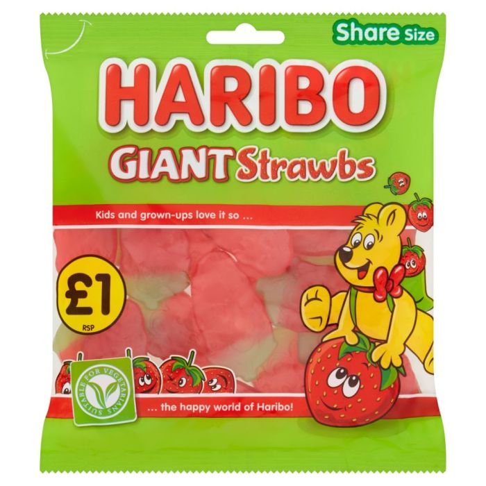 Haribo Giant Strawbs 160g - Retro Sweets - Pick and Mix Sweets - Haribo ...